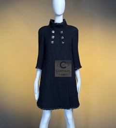 CHANEL Paris / Byzance Legendary Black Tweed Coat 50 FR