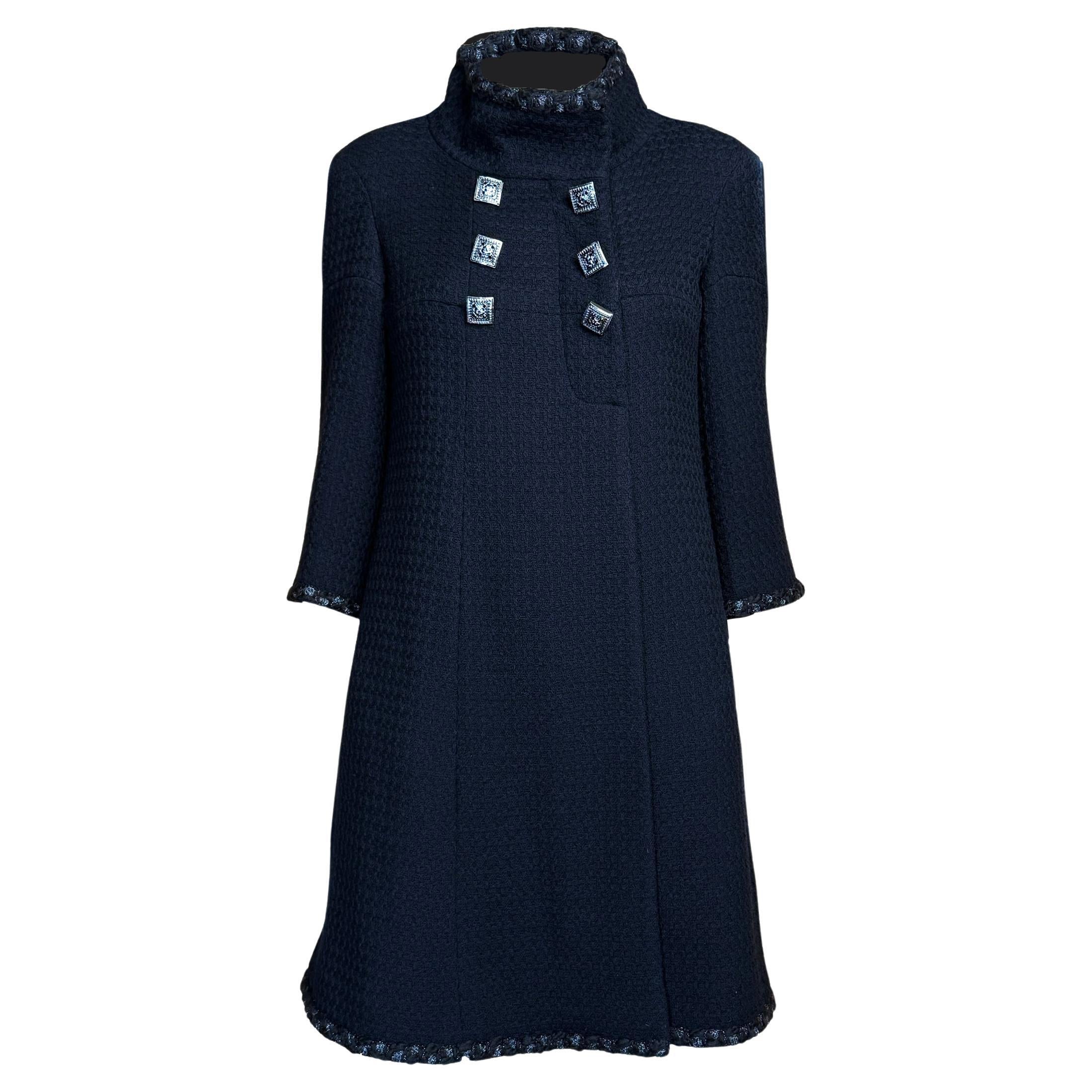 CHANEL Paris / Byzance Legendary Black Tweed Coat 50 FR