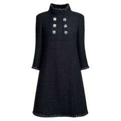CHANEL Paris / Byzance Legendary Black Tweed Coat 50 FR