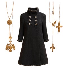 CHANEL Paris / Byzance Legendary Black Tweed Coat 50 FR