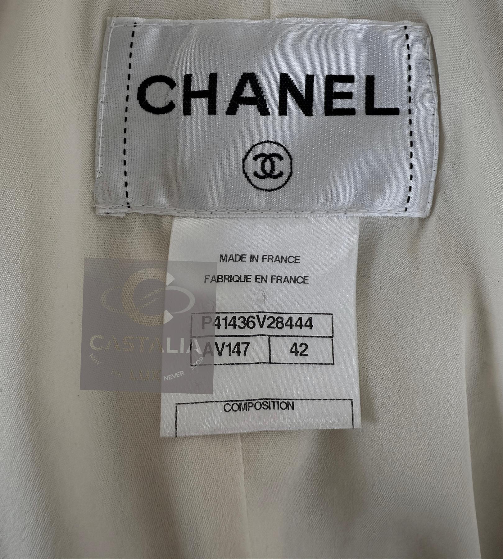 Chanel Paris / Byzance Opulent Gripoix Buttons Ecru Tweed Jacket 42 FR in vendita 14
