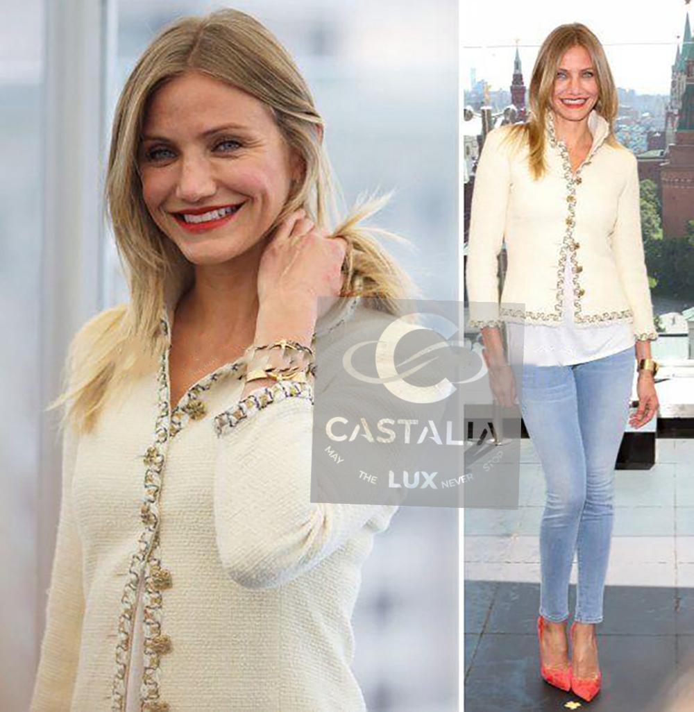 Chanel Paris / Byzance Opulent Gripoix Buttons Ecru Tweed Jacket 42 FR in vendita 3