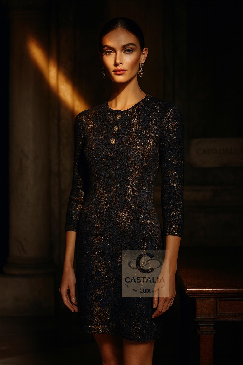 Chanel Paris / Byzance Patiniertes Meisterstück Kleid 40 FR (Schwarz) im Angebot