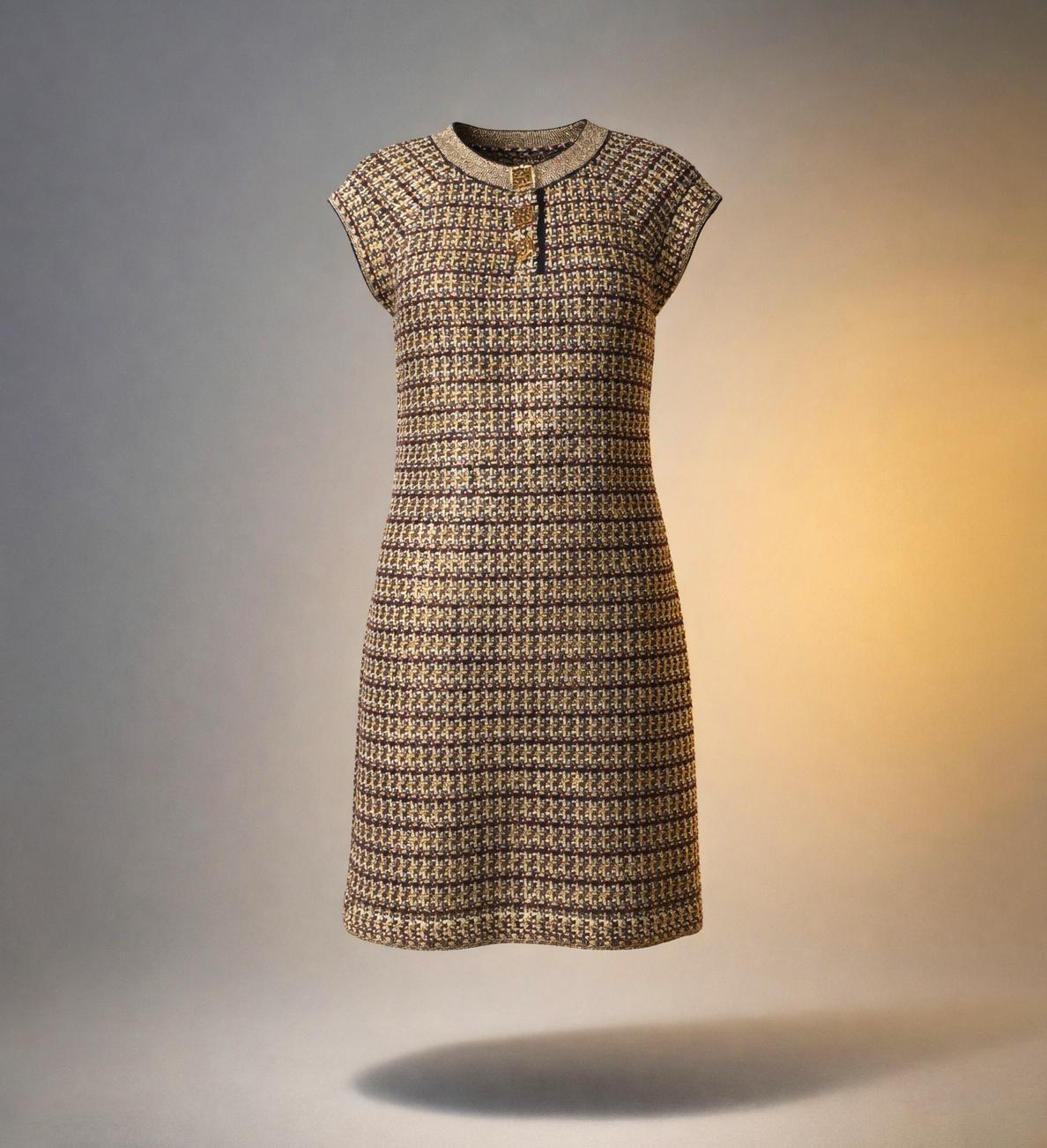 CHANEL Paris / Byzance Rarest CC Gripoix Buttons Dress 36 FR