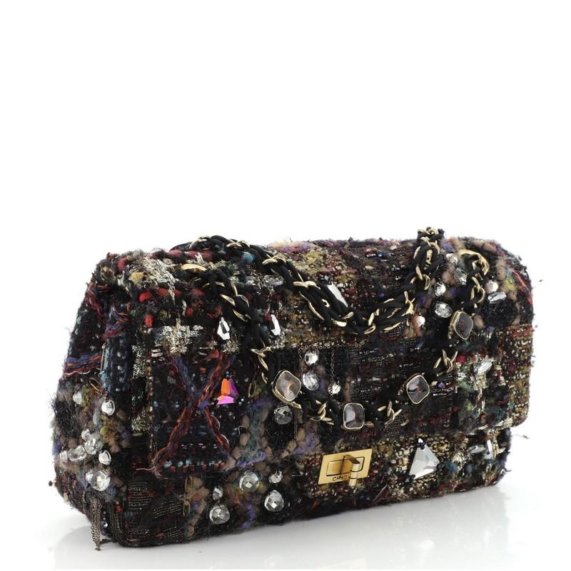 Black Chanel Paris-Byzance Reissue 2.55 Flap Bag Lesage Embellished Tweed 225