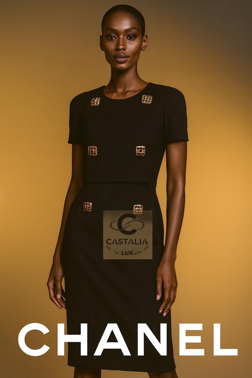 ~  Icona della mitologia della Couture moderna, questo Timeless Black Dress di Chanel è uno dei capolavori più riconoscibili della Collection Paris / BYZANCE di Lagerfeld, una collezione in cui l'Oriente ha incontrato l'Occidente in un mosaico