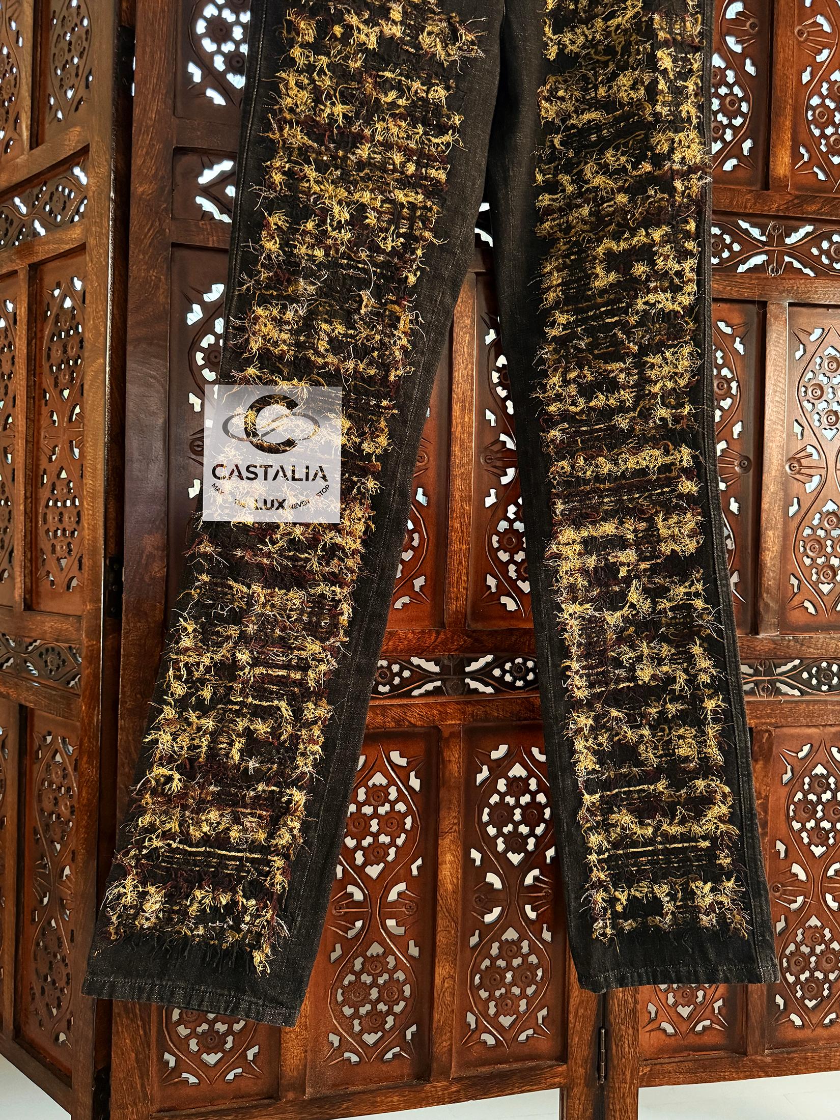 Chanel Paris / Byzance Tweed Accent Runway Jeans 40 FR For Sale 8