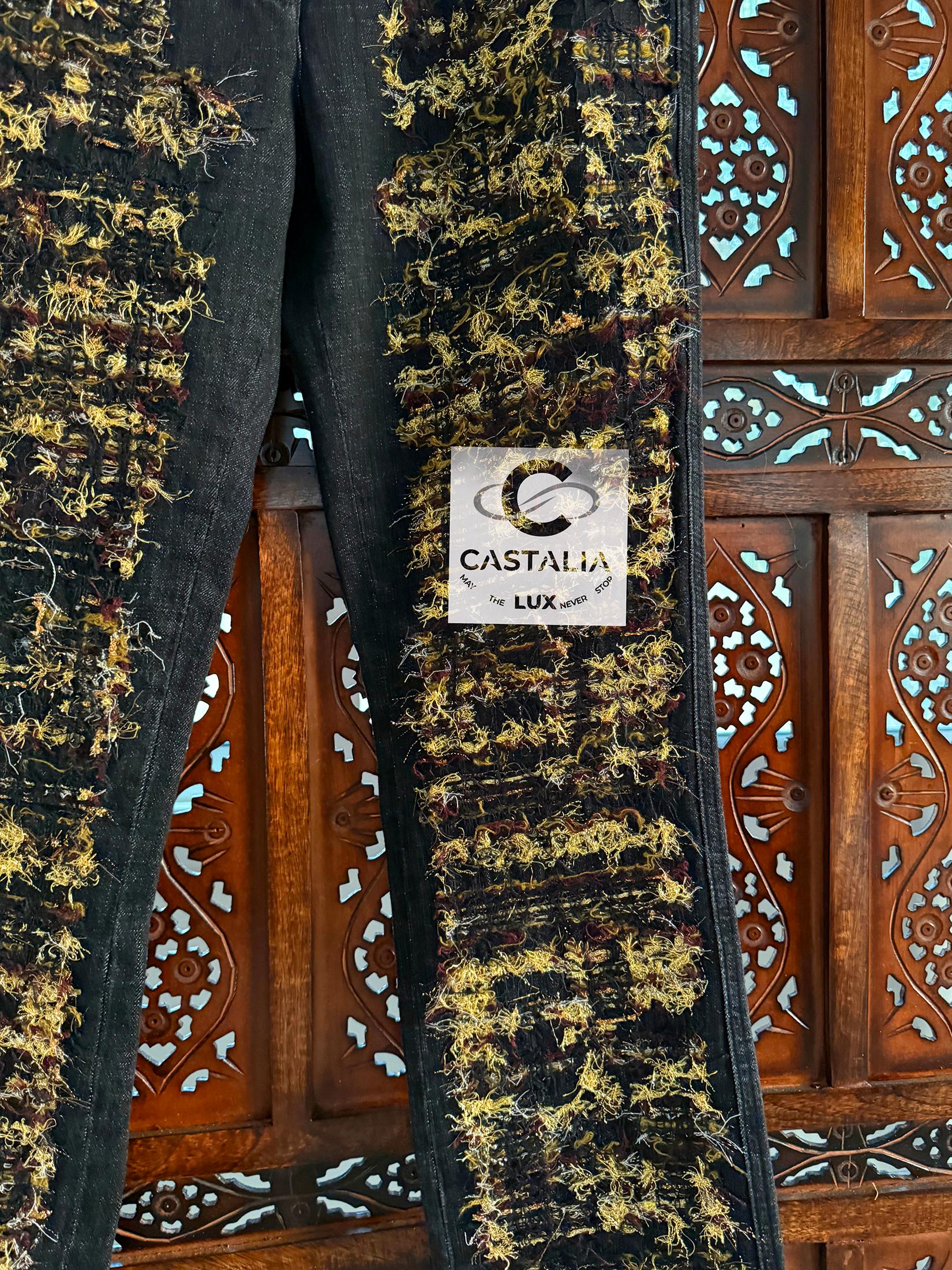 Chanel Paris / Byzance Tweed Accent Runway Jeans 40 FR For Sale 9