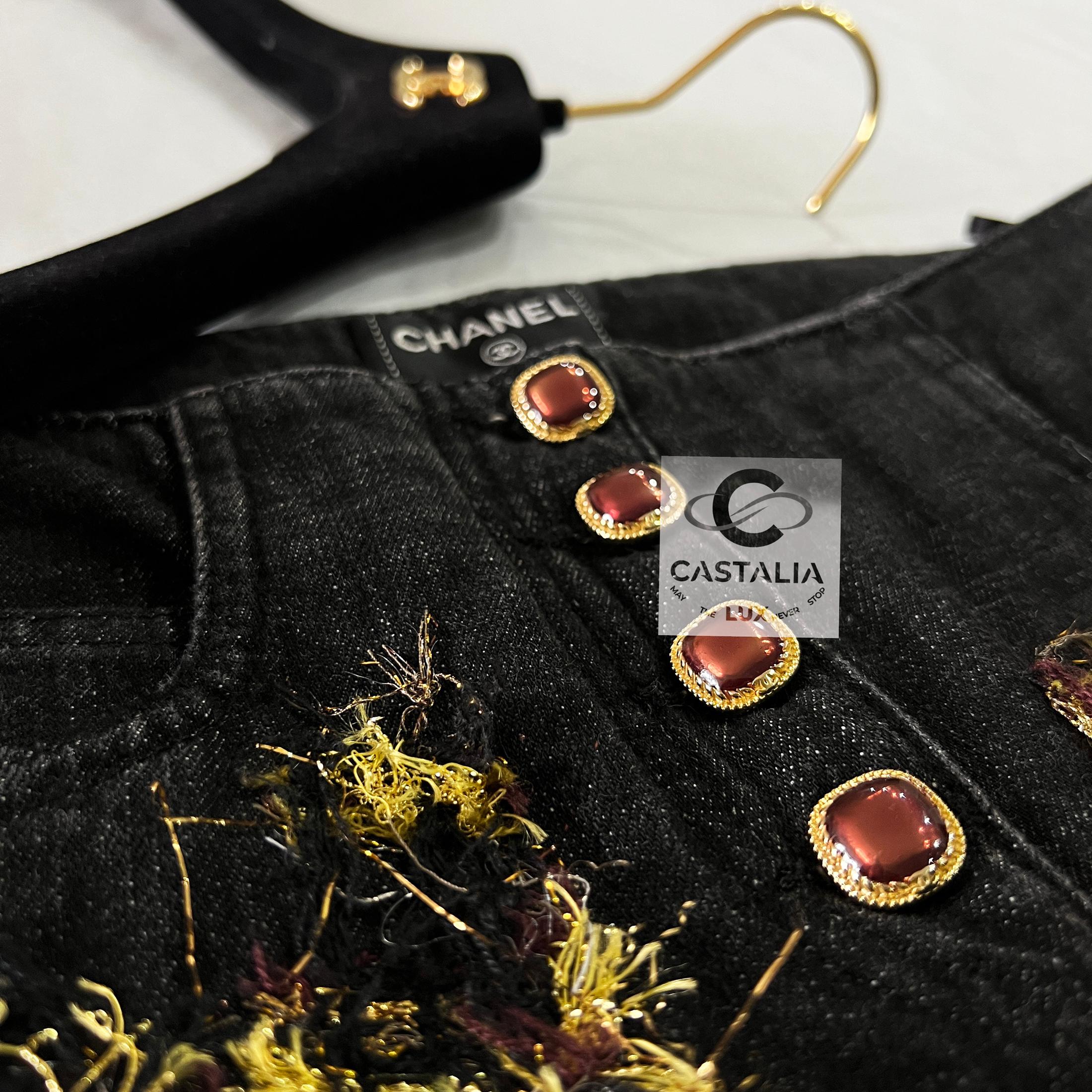 Chanel Paris / Byzance Tweed Accent Runway Jeans 40 FR For Sale 2