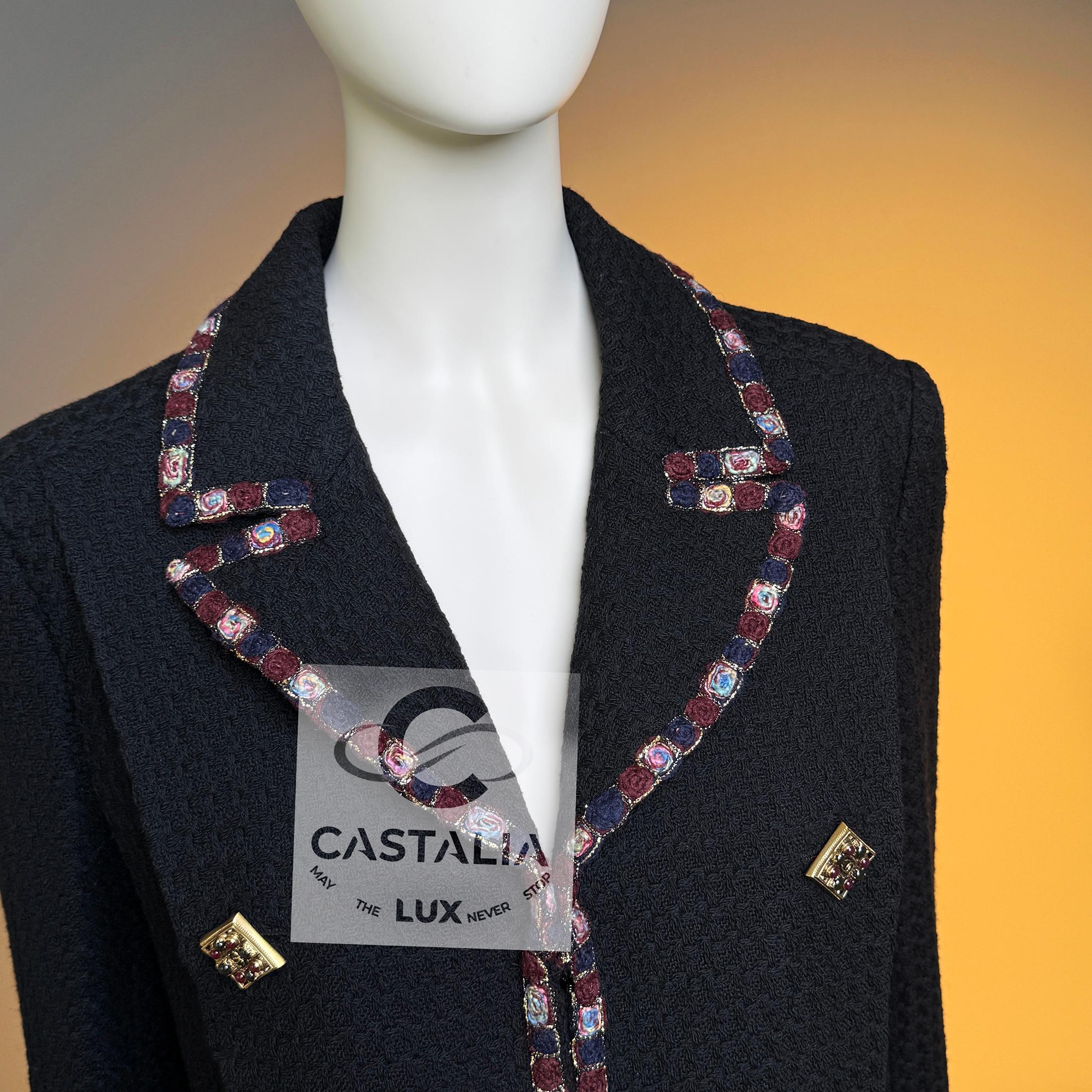 Chanel Paris / Byzance Tweed Jacket with Mosaic Trim and Jewel Buttons 42 FR For Sale 7