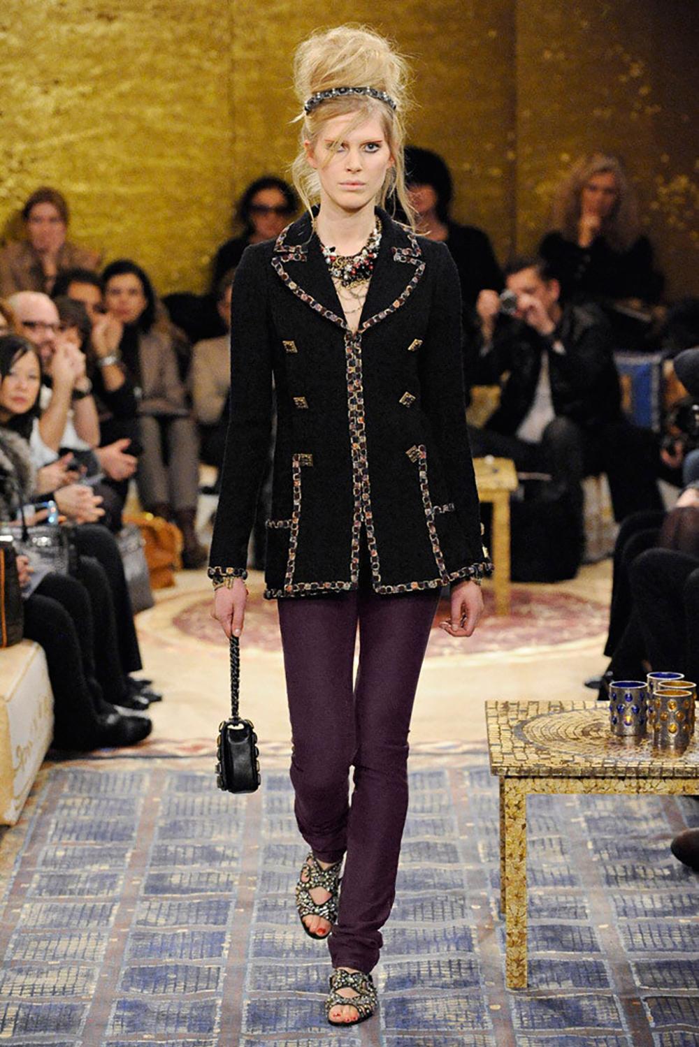 Chanel Paris-Byzance 2011 Collection
Collector’s Tweed Jacket with Mosaic Trim and Jewel Buttons

~ A masterwork of Byzantine elegance, this iconic Chanel tweed jacket from the Paris-BYZANCE 2011 Métiers d’Art collection channels regal refinement