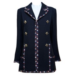Chanel Paris / Byzance Tweed Jacket with Mosaic Trim and Jewel Buttons 42 FR