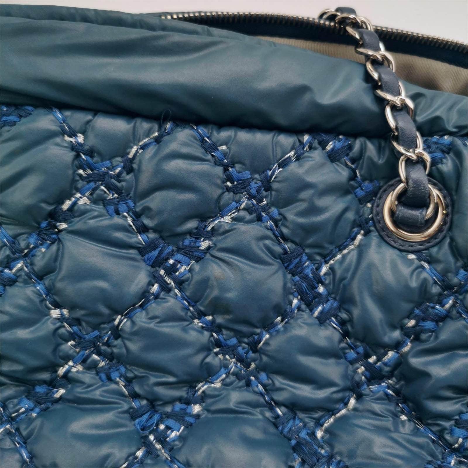 Bolso Chanel Paris-Byzance Tweed On Stitch Nylon Azul Marino en venta 9