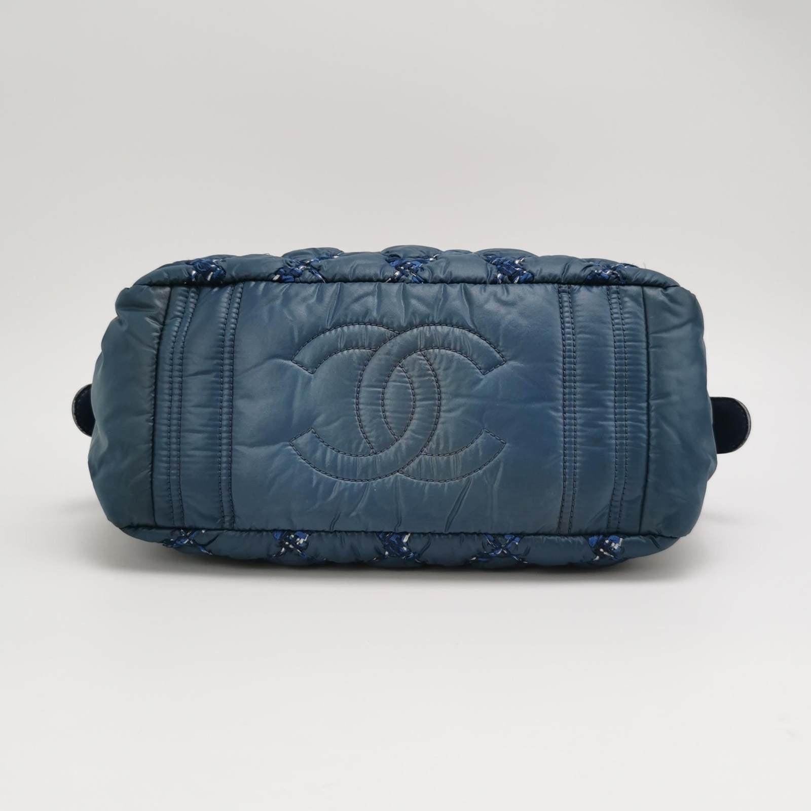 Bolso Chanel Paris-Byzance Tweed On Stitch Nylon Azul Marino en venta 2