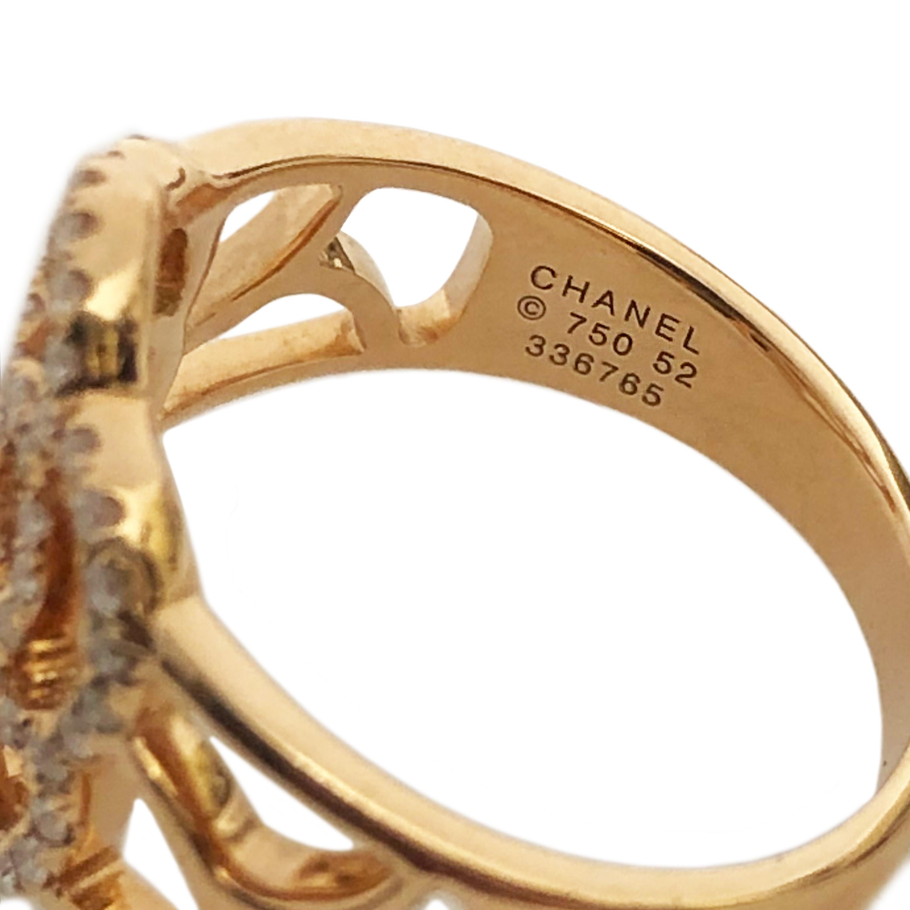 Women's Chanel Paris Camelia Rose Gold and Diamond Ring
