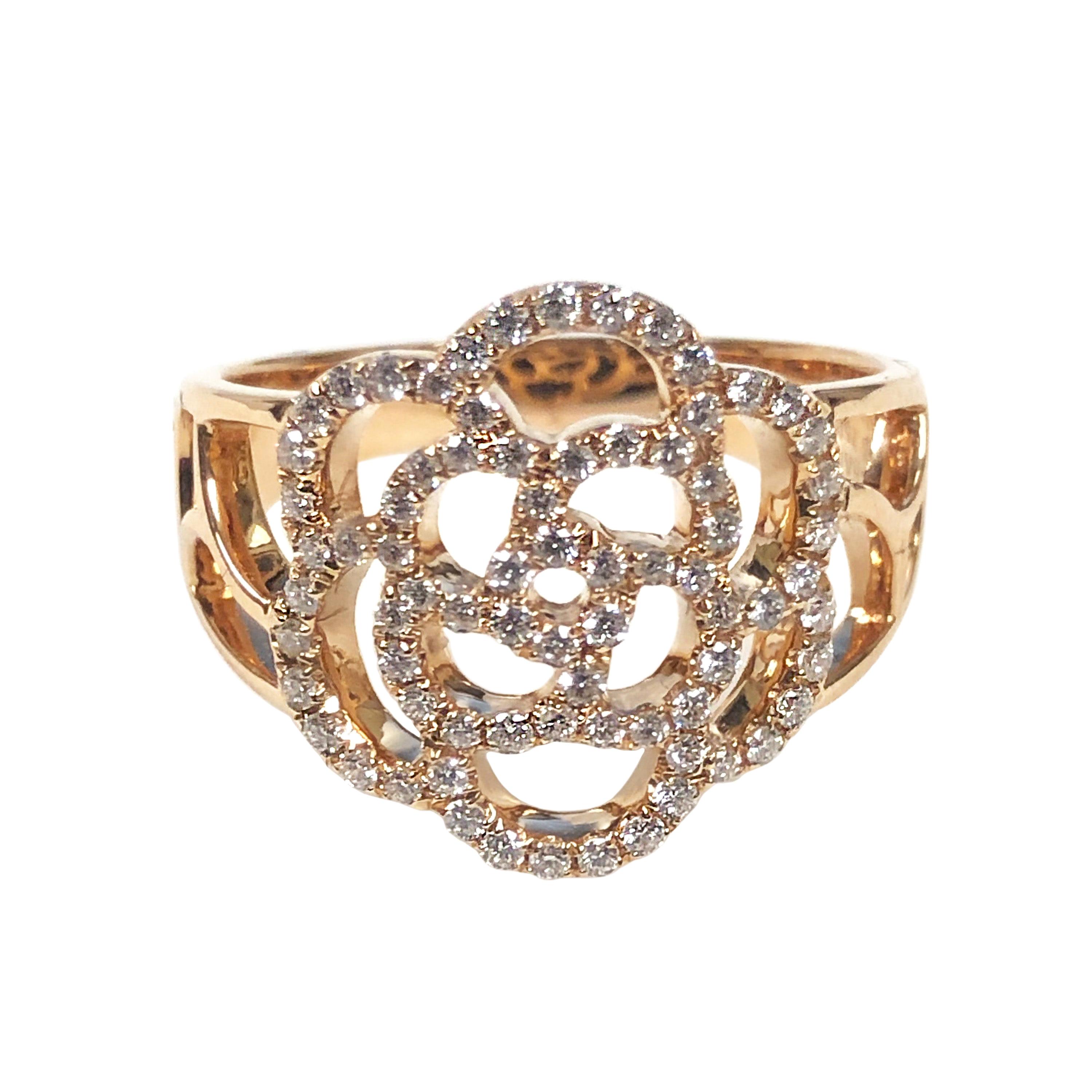 Chanel Paris Camelia Rose Gold and Diamond Ring
