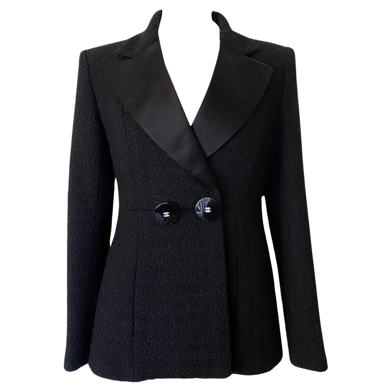 Chanel Paris / Cosmopolite Black Tweed Jacket 42 FR