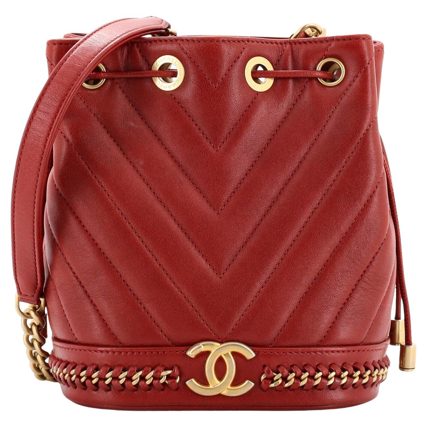 Chanel chevron drawstring bag clearance