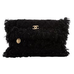 Chanel Paris Cosmopolite Flap Fringe Clutch Quilted Tweed Medium
