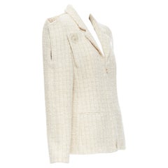 CHANEL Paris Cosmopolite gold ecru Fantasy tweed split structured shoulders