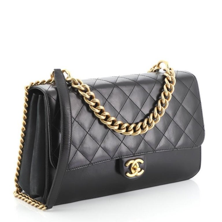 chanel straight lined flap bag