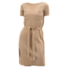 Chanel Paris / Cuba CC Buttons Belted Beige Dress