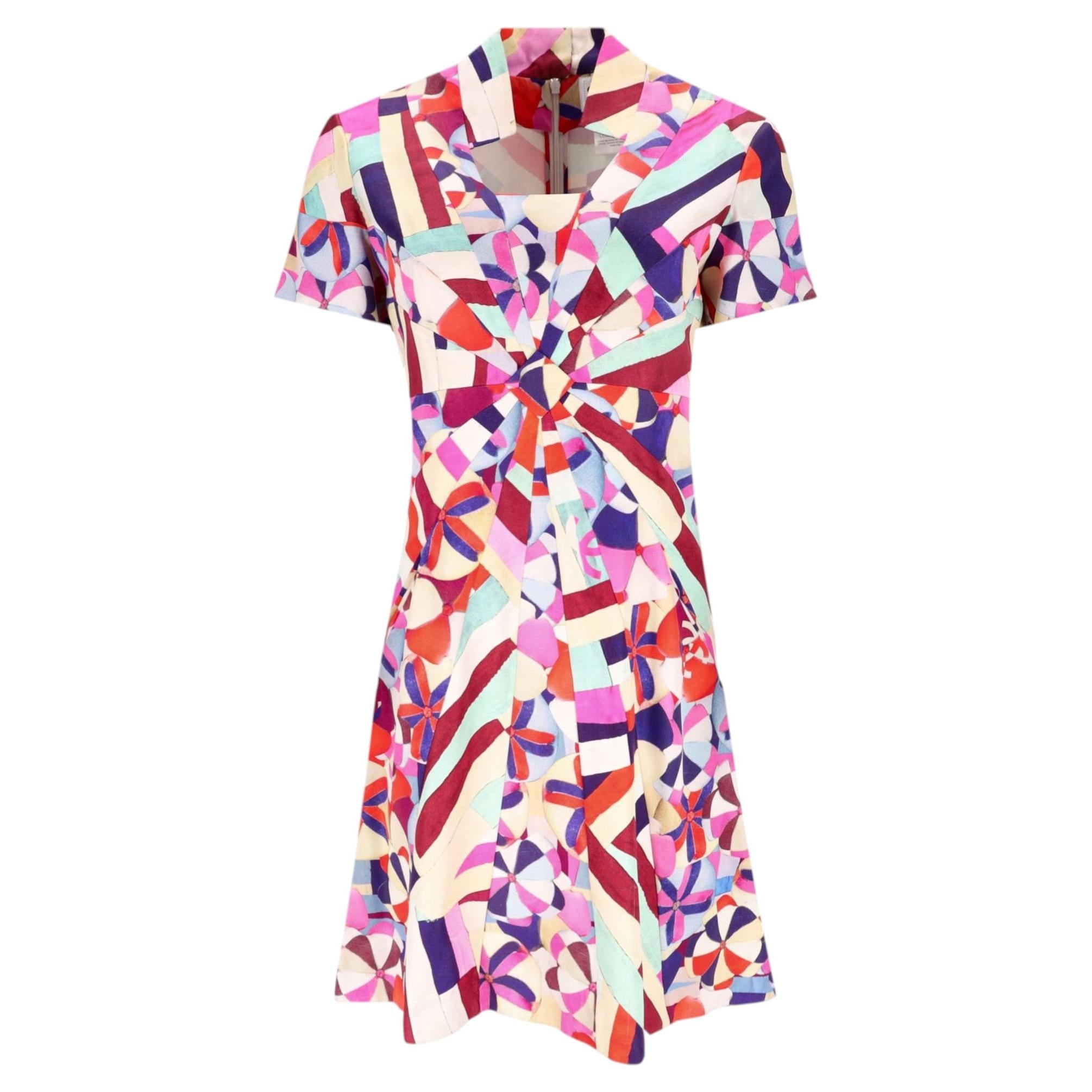 Chanel Paris-Cuba Cruise Collection Abstract Print Silk Dress