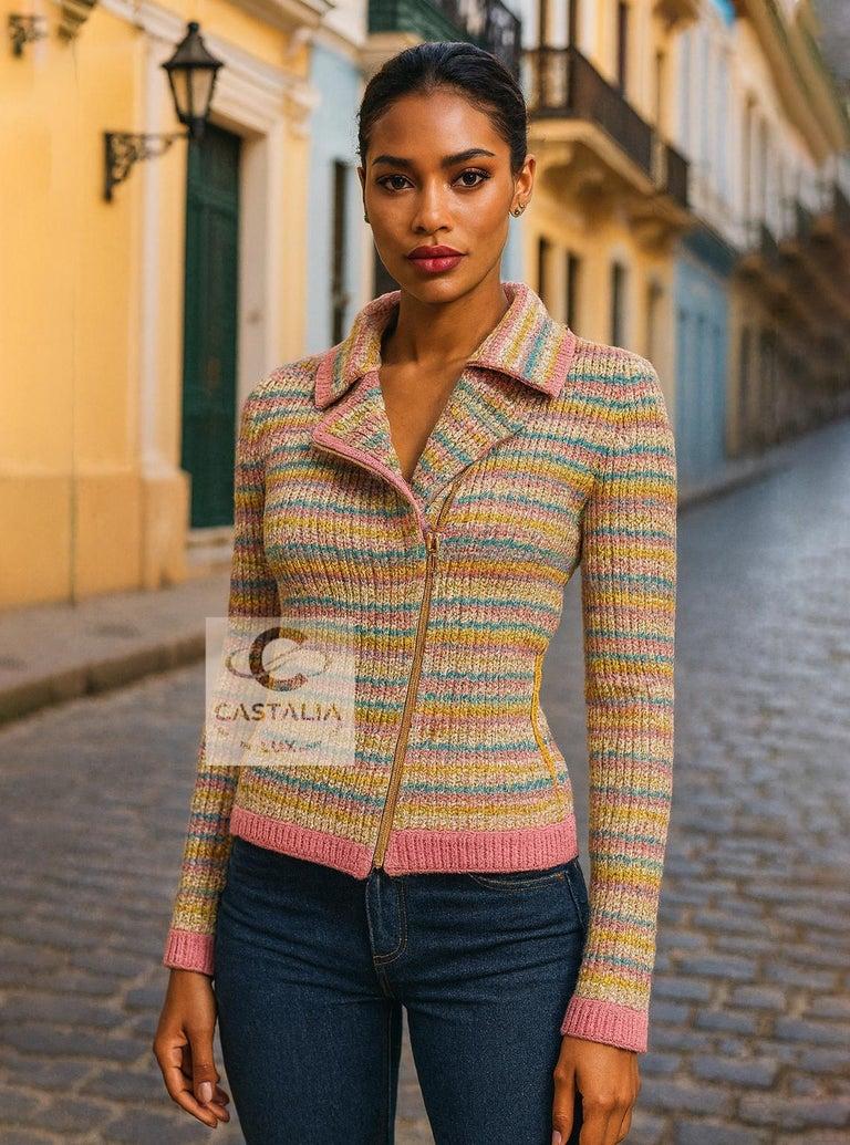CHANEL Paris / Kuba Masterpiece Knit Biker Jacket 36 FR für Damen oder Herren im Angebot