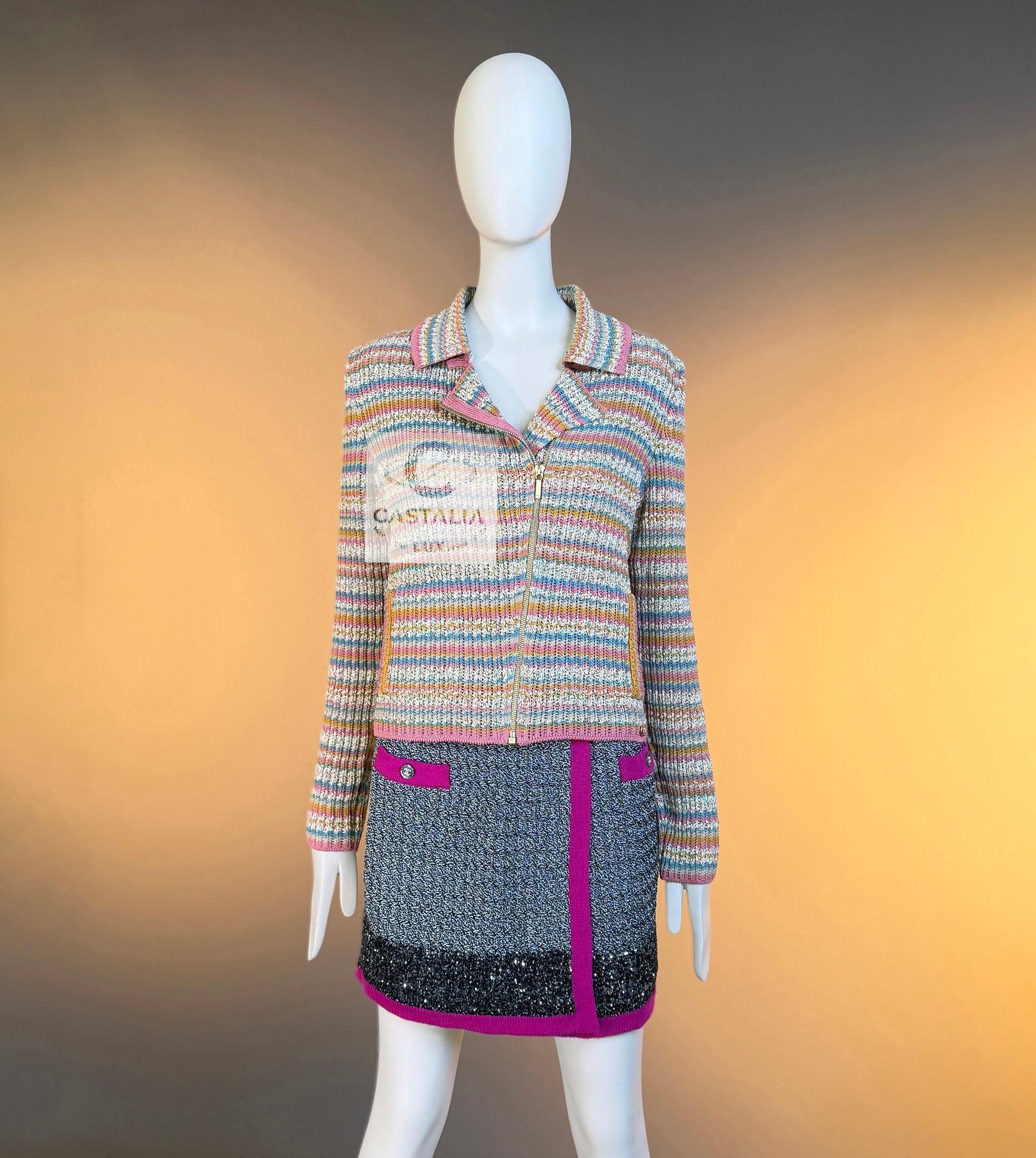 CHANEL Paris / Kuba Masterpiece Knit Biker Jacket 36 FR im Angebot 1