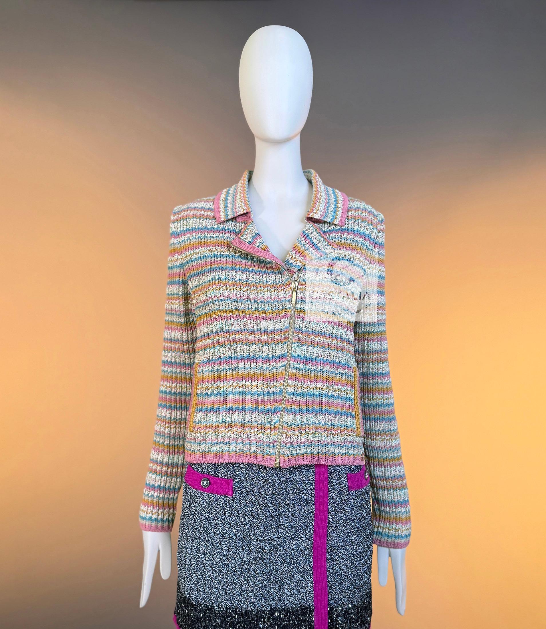 CHANEL Paris / Kuba Masterpiece Knit Biker Jacket 36 FR im Angebot 2