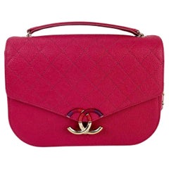 Chanel Paris-Cuba Medium Caviar Calfskin Thread Around Pink Flap Bag Top Handle
