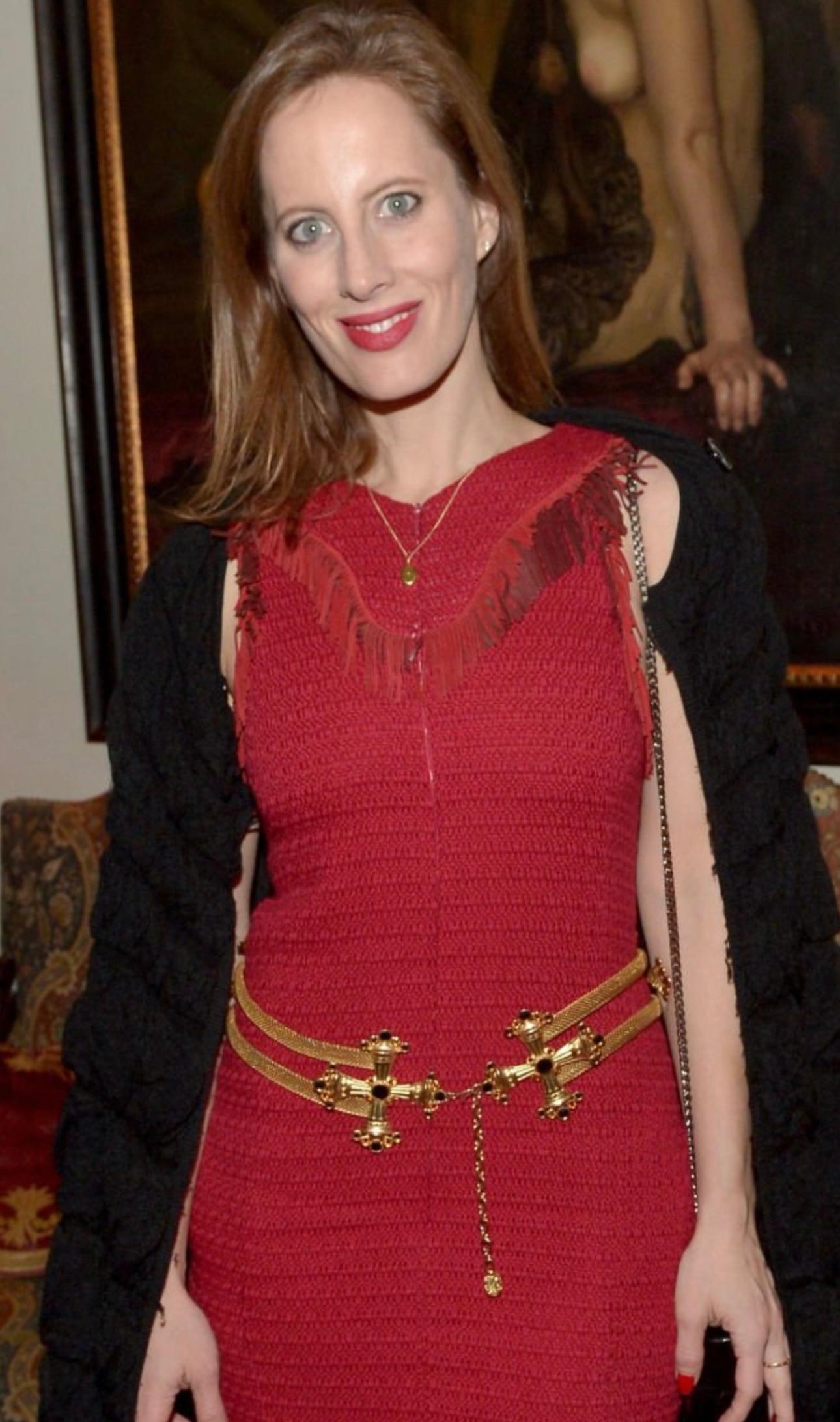 Chanel Paris Dallas 2014 runway tweed fringe dress For Sale 4