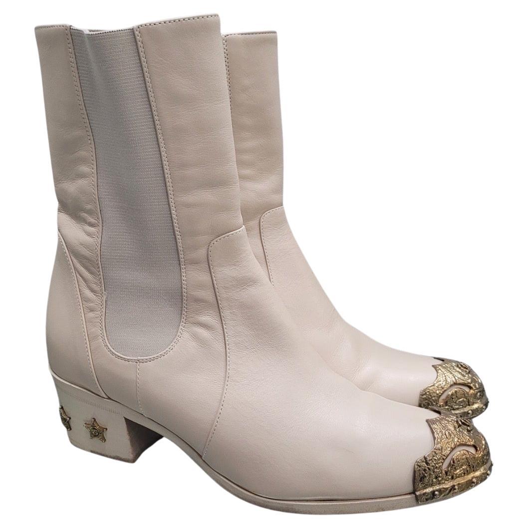 Chanel Paris-Dallas Beige Lederstiefel - Größe 37