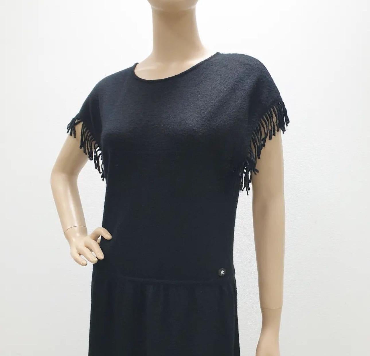CHANEL Paris-Dallas Black Fringe Dress  For Sale 1
