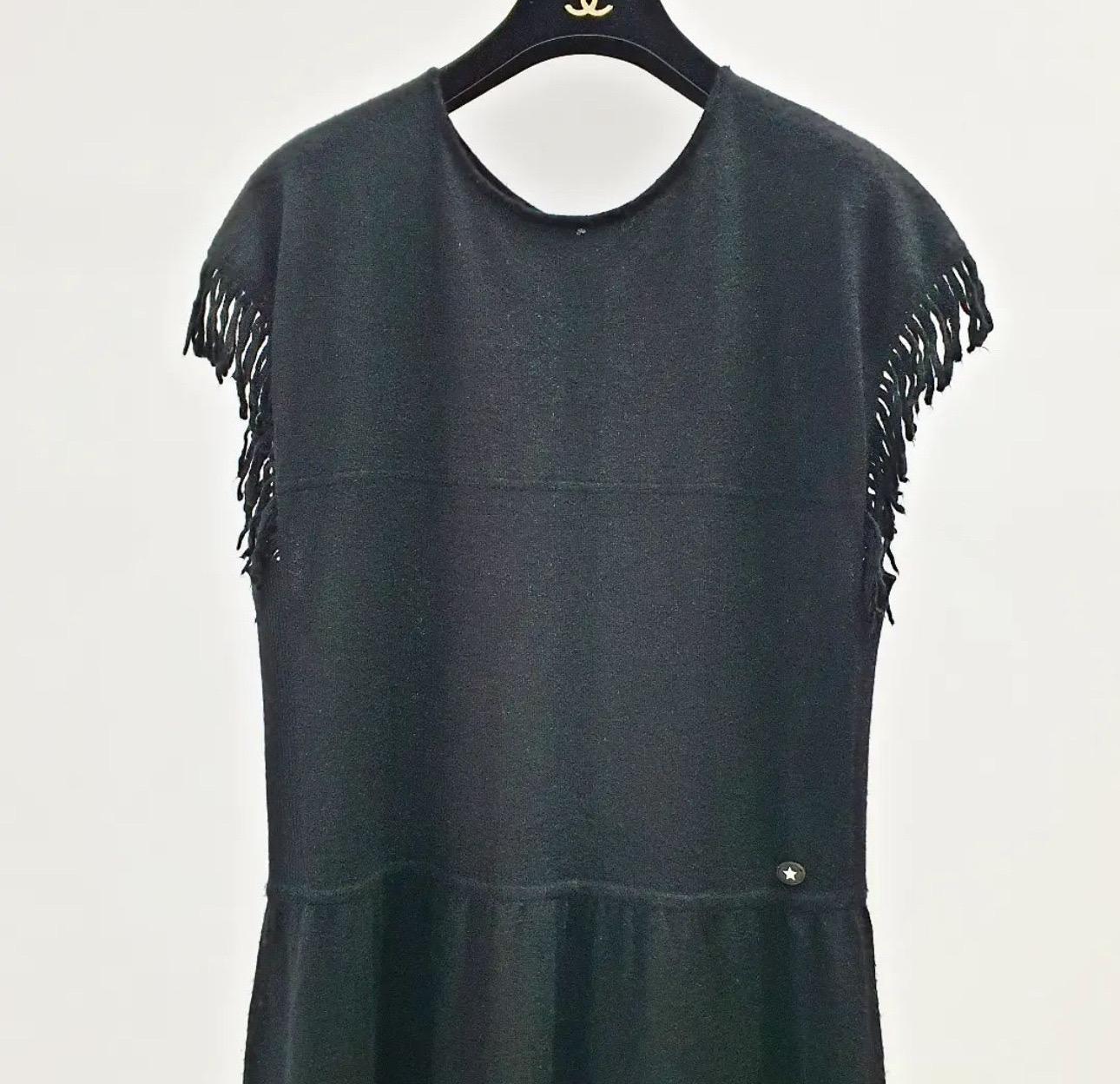 CHANEL Paris-Dallas Black Fringe Dress  For Sale 2