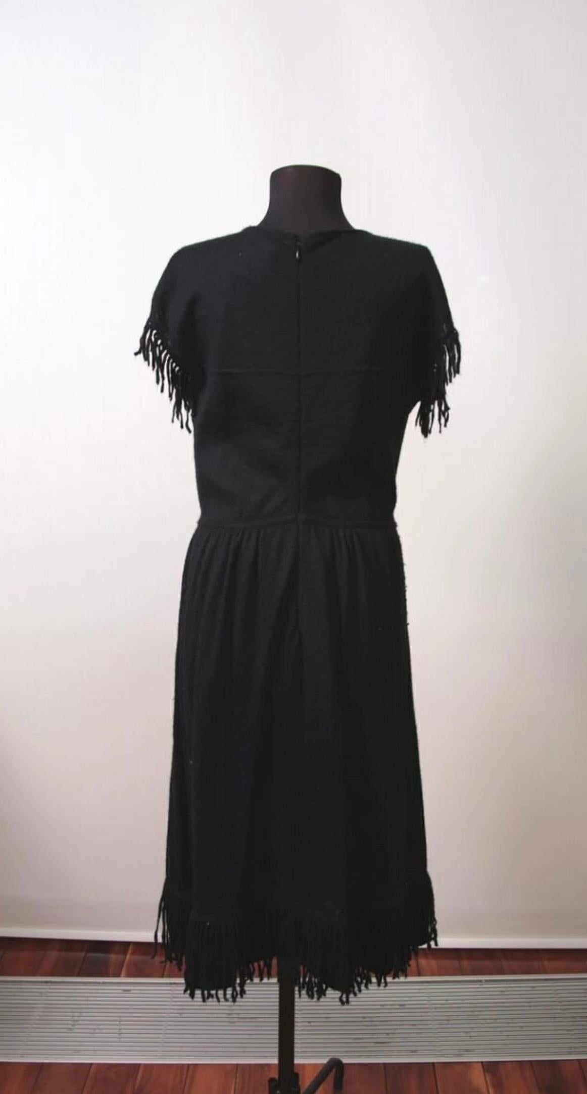 Chanel Paris / Dallas Black Mohair and Cashmere Maxi Dress For Sale 1