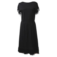 Chanel Paris / Dallas Maxi Vestido Negro de Mohair y Cachemira