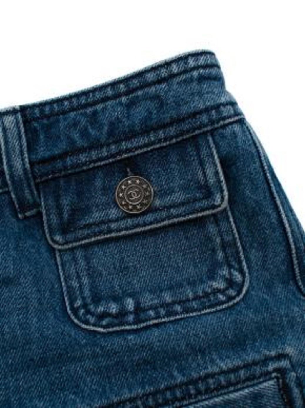 Chanel Paris-Dallas Blue Denim Mini Shorts For Sale 1