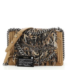 Chanel Paris-Dallas Boy Flap Bag Enchained Fringe Tweed with Calfskin New Medium