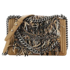 Chanel Paris-Dallas Boy Flap Bag Enchained Fringe Tweed with Calfskin New Medium