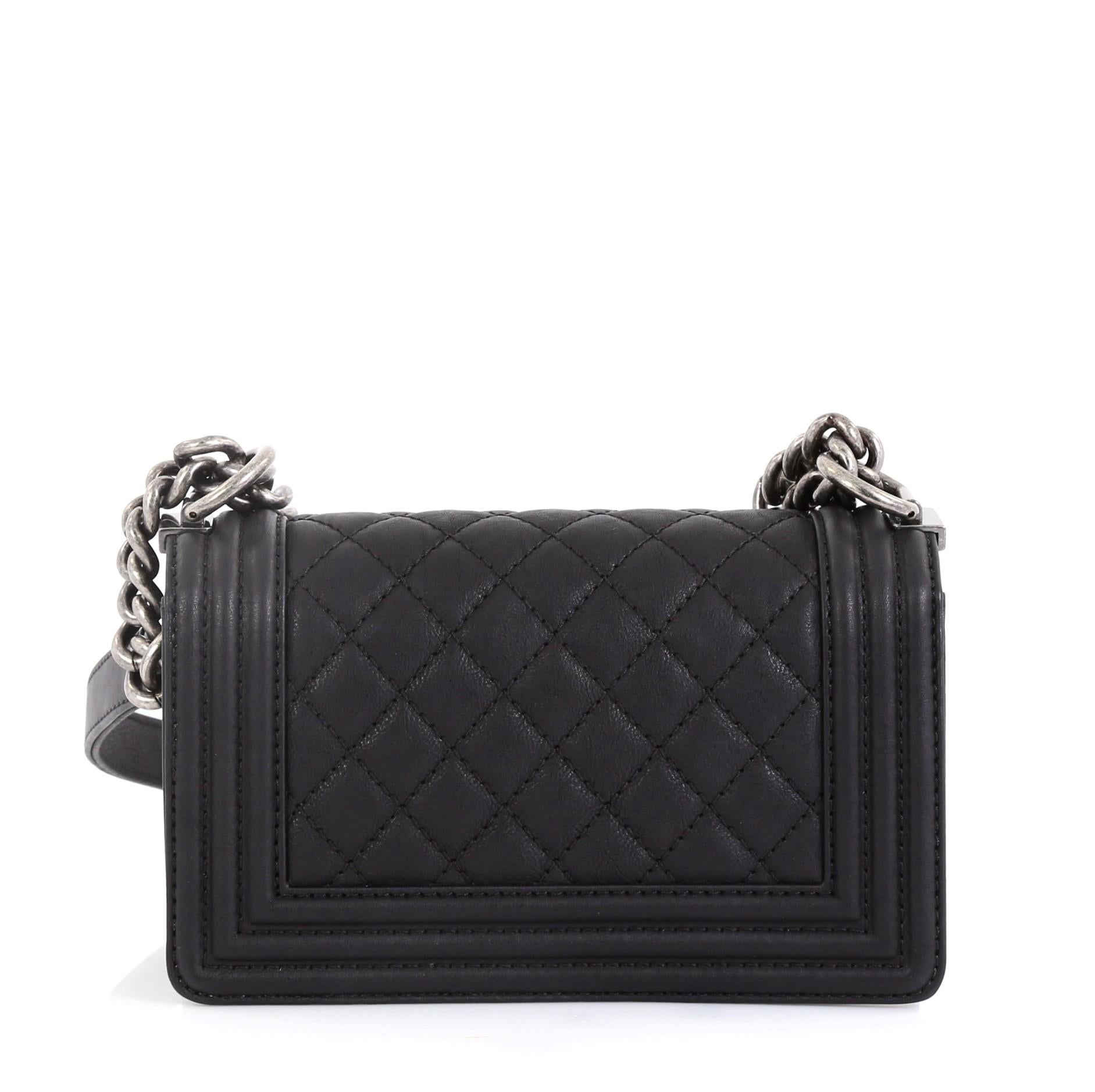 Chanel Paris-Dallas Boy Flap Bag Quilted Calfskin with Metal Adornments Small In Good Condition In NY, NY