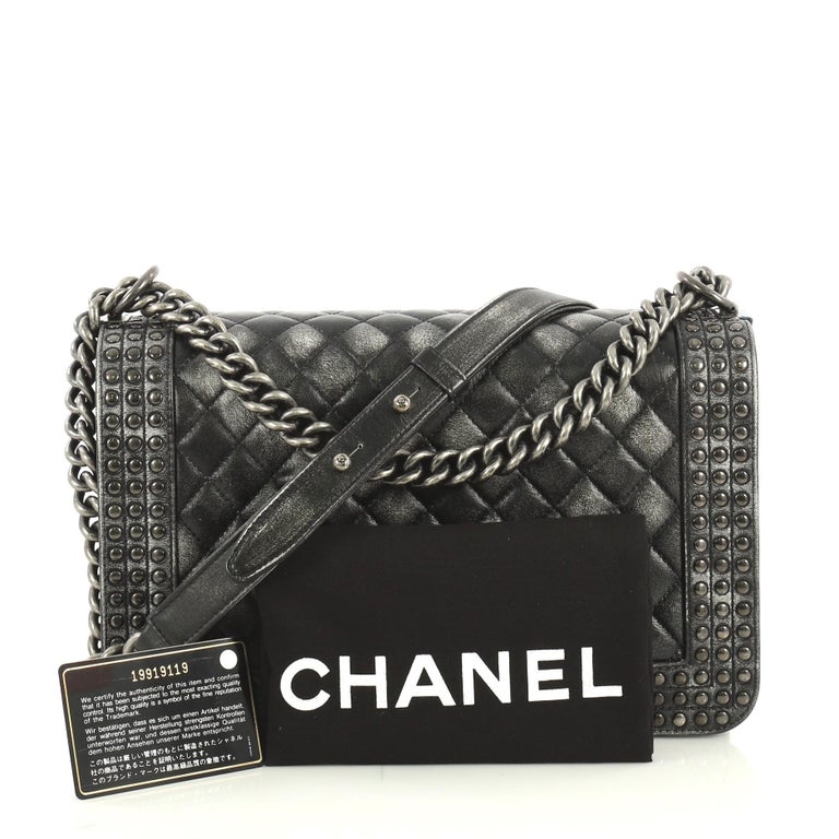 Chanel Paris-Dallas Boy Flap Bag Quilted Studded Distressed Calfskin New  Medium