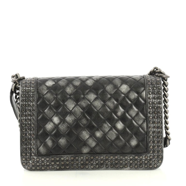 Chanel Paris-Dallas Boy Flap Bag Quilted Studded Distressed Calfskin ...