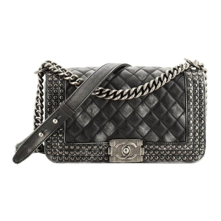 Chanel Paris-Dallas Boy Flap Bag Quilted Studded Distressed Calfskin Old  Medium