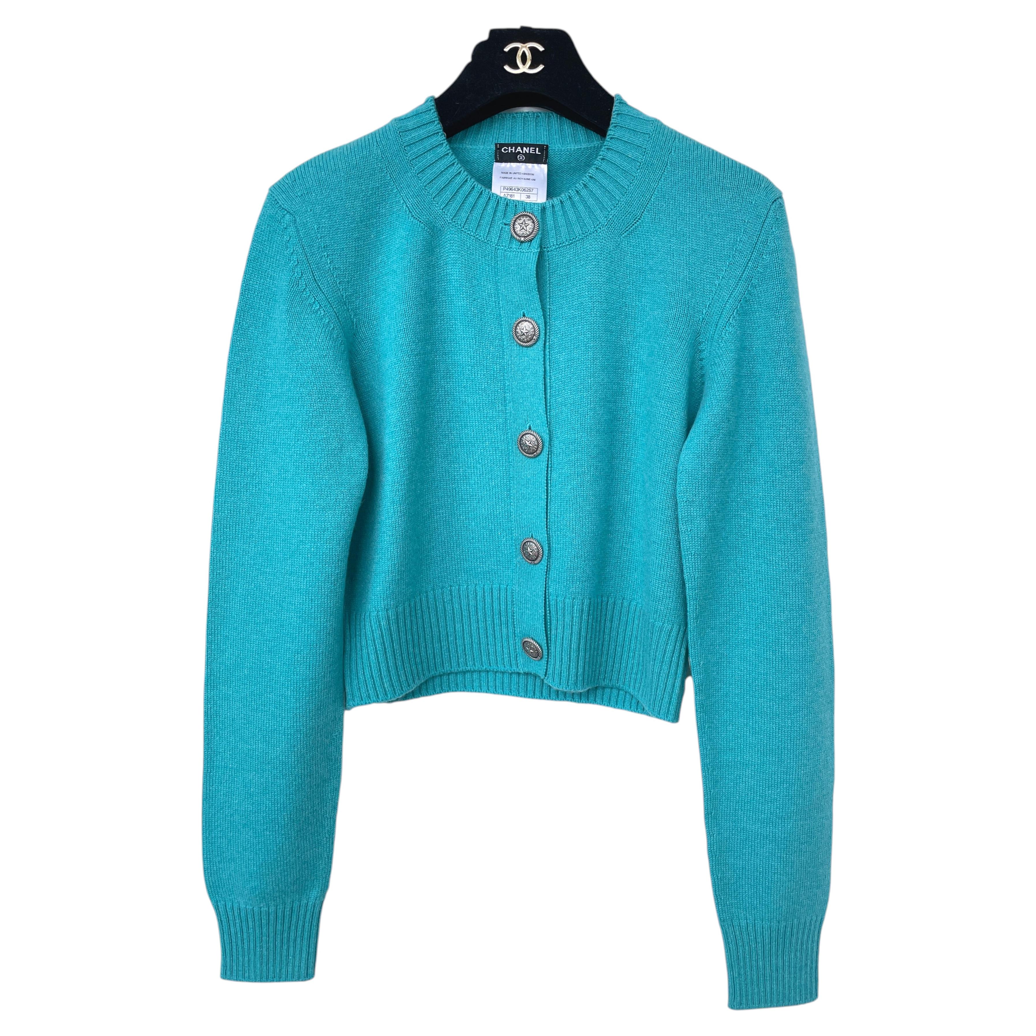 CHANEL Paris / DALLAS CC Cardigan mit Sternknöpfen 38 FR