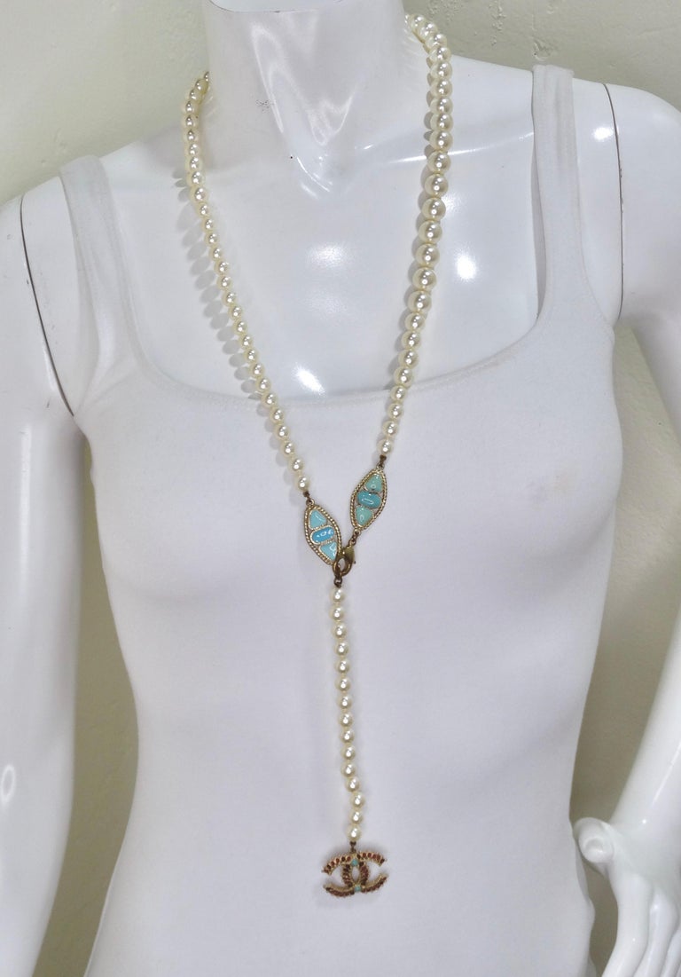 Chanel Paris Dallas Collection White Pearl and Turquoise Necklace at  1stDibs
