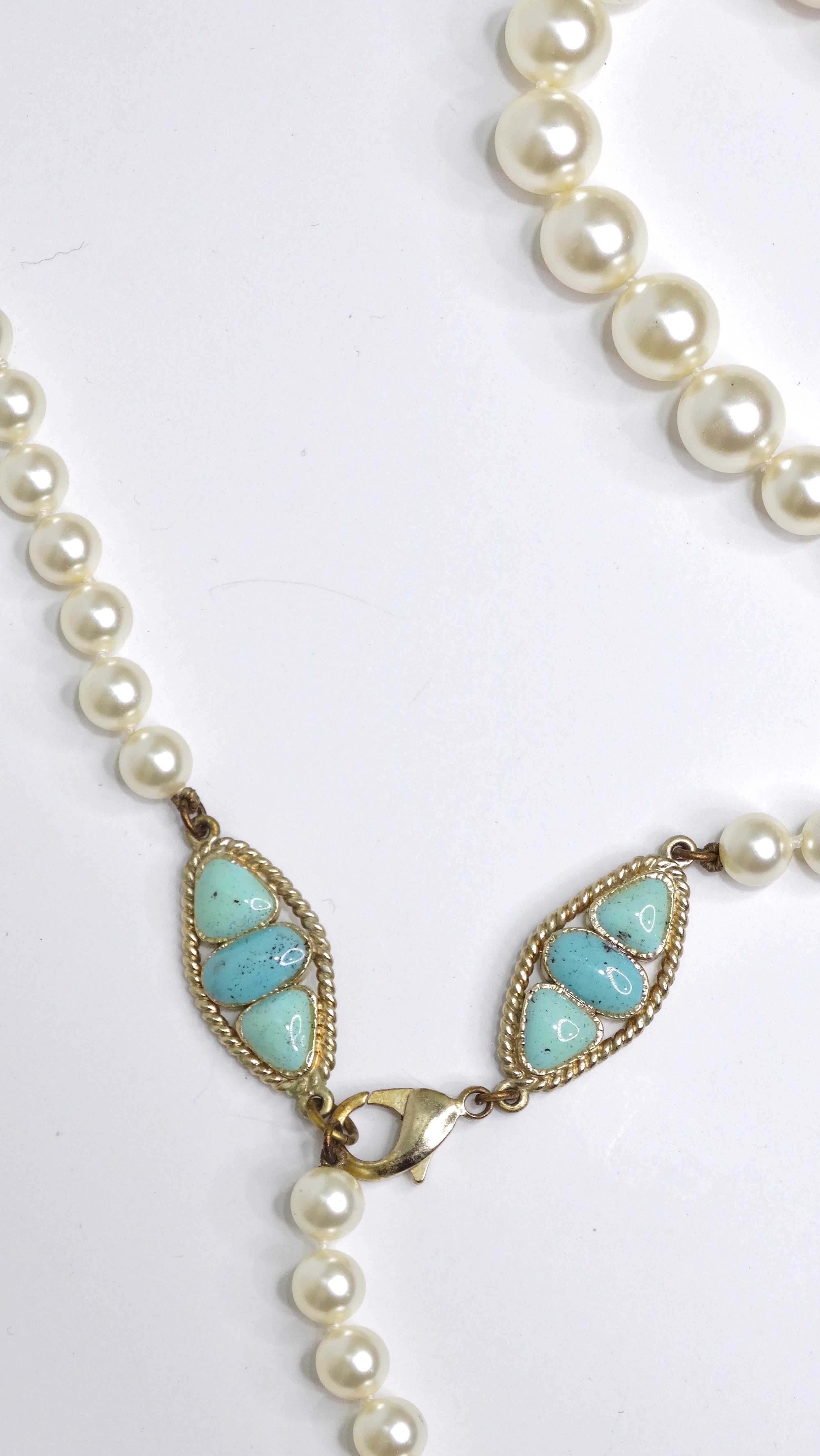 Chanel Paris Dallas Collection White Pearl & Turquoise Necklace 1