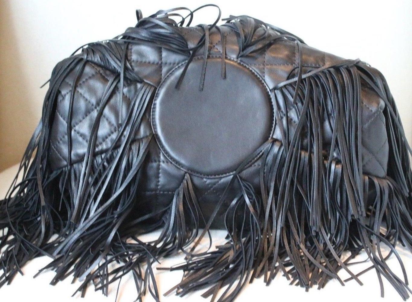 Black Chanel Paris/Dallas Drawstring Fringe Quilted Shoulder Bag