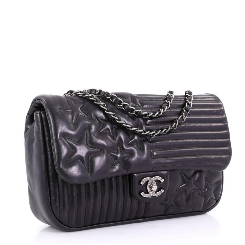 Black Chanel Paris-Dallas Flap Bag Embossed Lambskin Jumbo