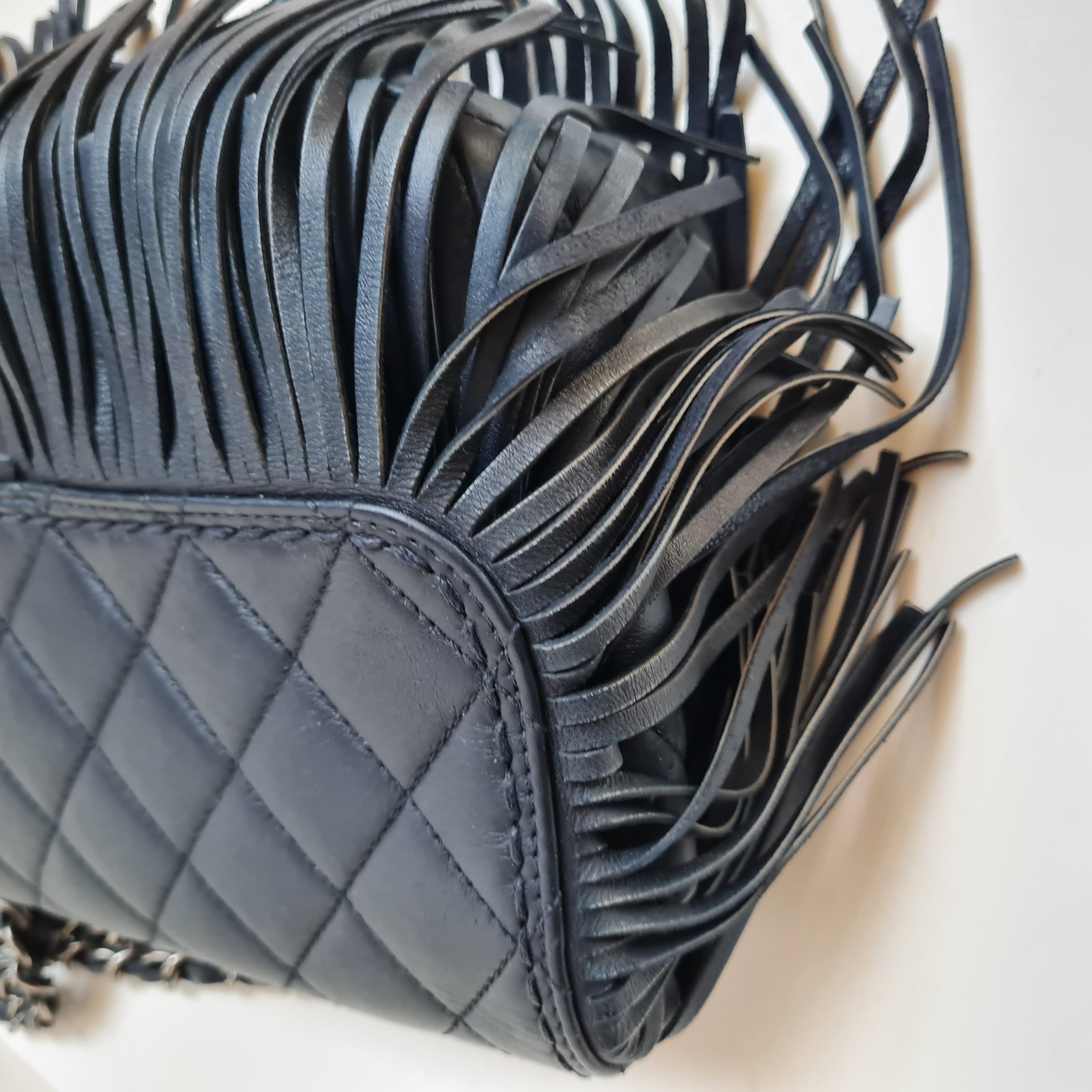 Black Chanel Paris-Dallas Fringe Flap Bag